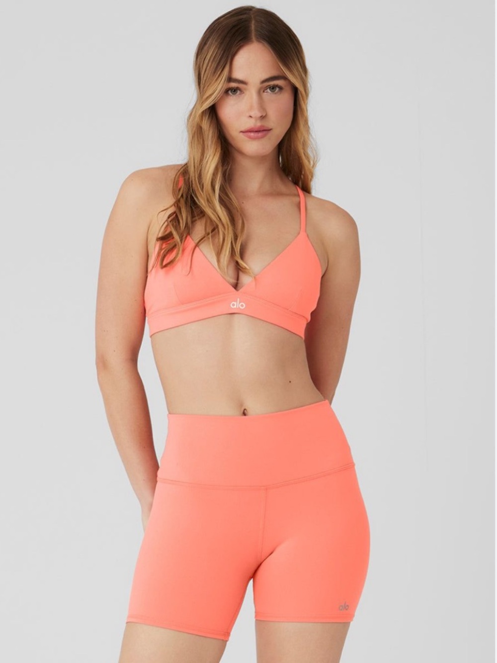 In search of alo splendor bra in candy orange